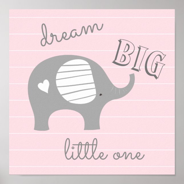 Póster Pink Elephant Dream Big Little One Nursery Decor (Frente)