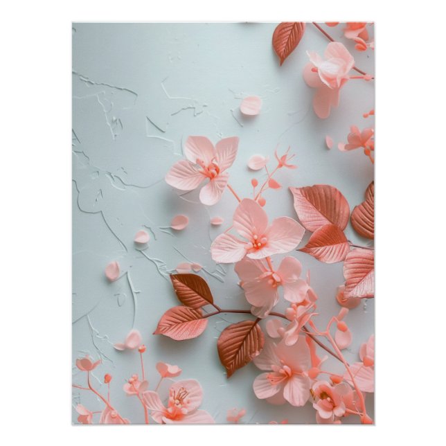 Póster Pink Embossed Flowers | Delicate Textured Floral (Anverso)