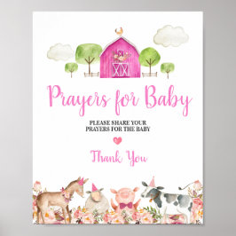 Póster Pink Farm House Animals Barnyard Prayers para el b