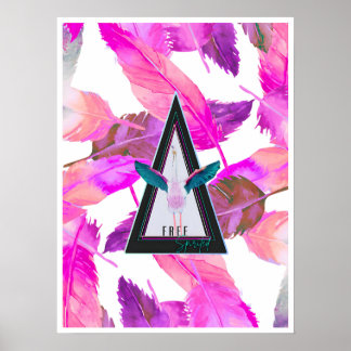 Póster Pink Feathers Free Spirited Flamingo Art poster