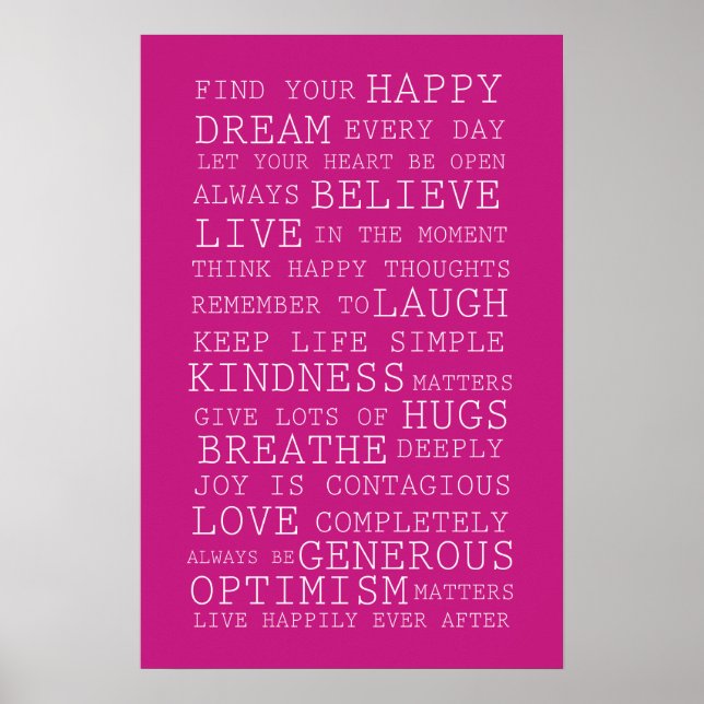 Póster Pink Find Your Happy Inspirational Quotes (Frente)