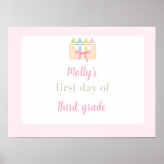 Póster pink first day of school sign