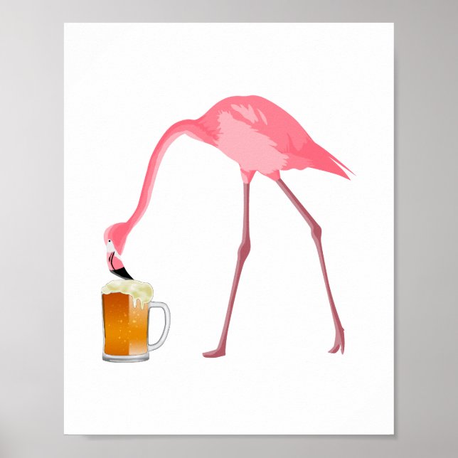 Póster Pink Flamingo Beer Lover (Frente)