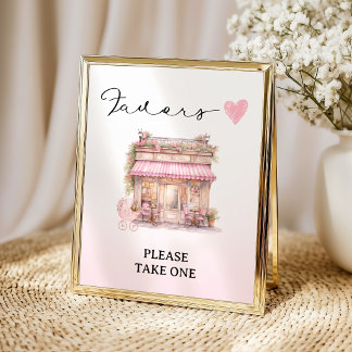 Póster Pink Floral Boutique Favors Sign Elegant