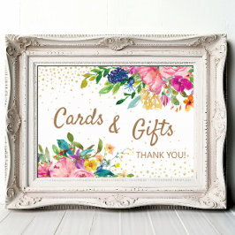 Póster Pink Floral Cards Gifts Baby Shower
