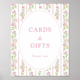 Póster Pink Floral Grandmillennial Cards & Gifts