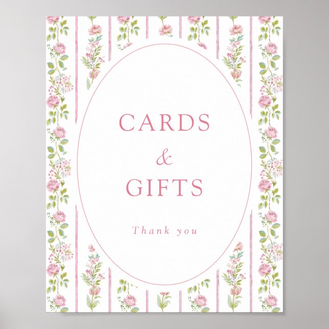 Póster Pink Floral Grandmillennial Cards & Gifts (Frente)