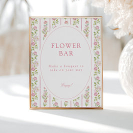 Póster Pink Floral Grandmillennial Flower Bar