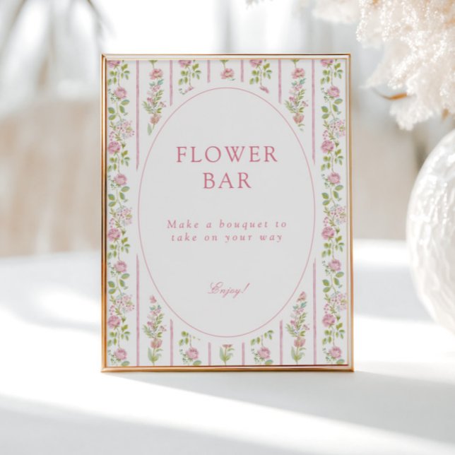 Póster Pink Floral Grandmillennial Flower Bar (Subido por el creador)