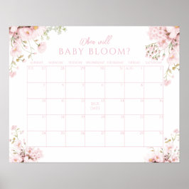 Póster Pink Floral Guess Due Date Baby Girl Bloom