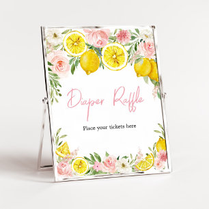 Póster Pink Floral Lemon Diaper Raffle