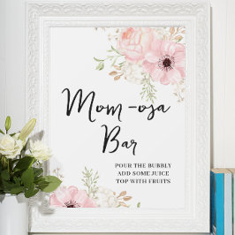 Póster Pink Floral Mom-osa-bar Baby Shower