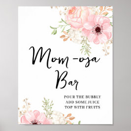 Póster Pink Floral Mom-osa-bar Baby Shower