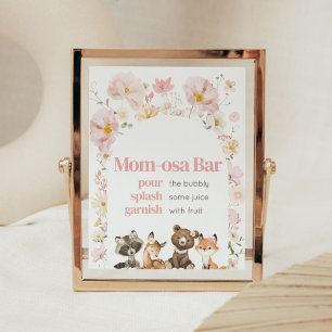 Póster Pink Floral Woodland Animals Mom-Osa Bar