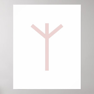 Póster Pink Geometric Algiz (Protection) Viking Rune
