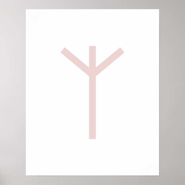 Póster Pink Geometric Algiz (Protection) Viking Rune (Frente)