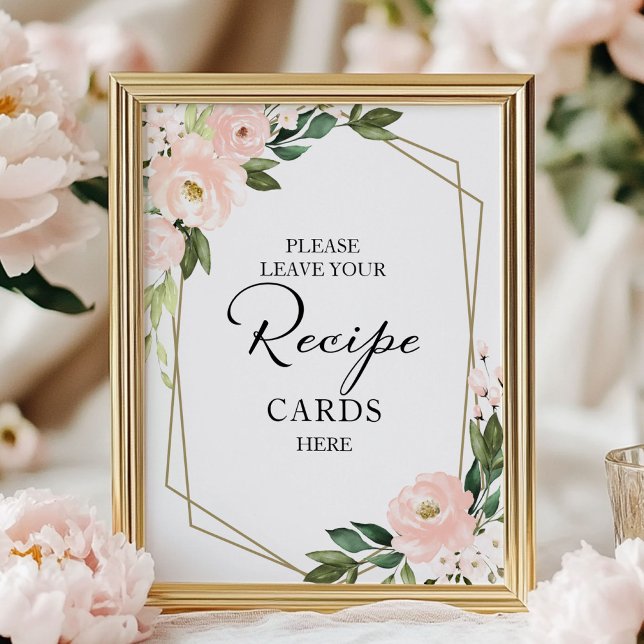 Póster Pink Geometric Bridal Shower Recipe Cards Sign (Subido por el creador)
