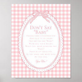 Póster Pink Gingham Coquette Bow Dont Say Baby Game