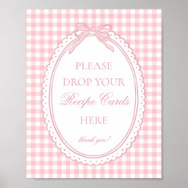 Póster Pink Gingham Coquette Bow Share a Recipe