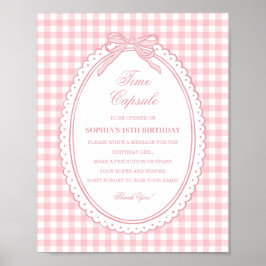 Póster Pink Gingham Coquette Bow Time Capsule Game