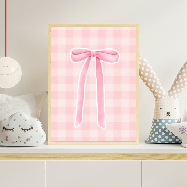 Póster Pink Gingham Long Ribbon Bow Nursery Wall Art Baby (Subido por el creador)