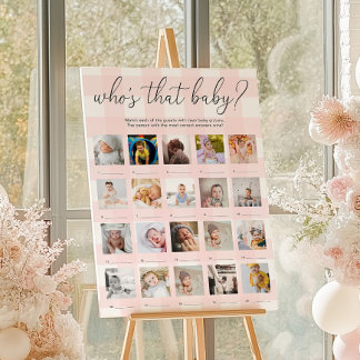 Póster Pink Gingham Who's That Baby 20 Photo Game Poster