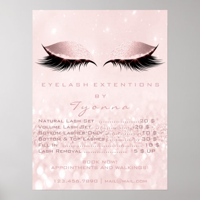 Póster Pink Girly Makeup Eyes Lazas Prórroga (Frente)