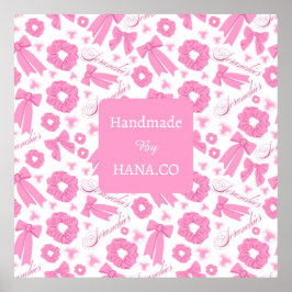 Póster Pink Girly Scrunchies Pattern Cute Hair Accessory