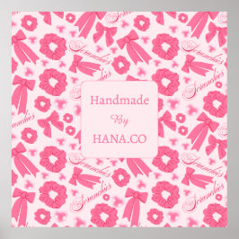 Póster Pink Girly Scrunchies Pattern Cute Hair Accessory
