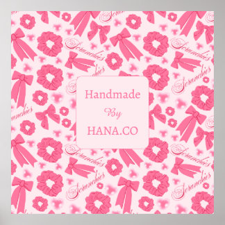 Póster Pink Girly Scrunchies Pattern Cute Hair Accessory