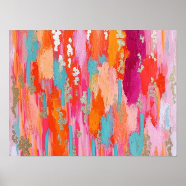 Póster Pink Gold Abstract Preppy Dorm Decor (Frente)