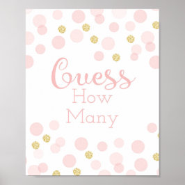 Póster Pink Gold Baby Shower Adivina cuántos