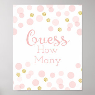 Póster Pink Gold Baby Shower Adivina cuántos
