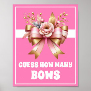 Póster Pink Gold Bow Adivinan Cuántos Rótulos de juego de