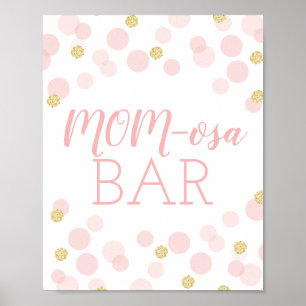Póster Pink Gold Confetti Baby Shower MOMosa Bar Mimosa