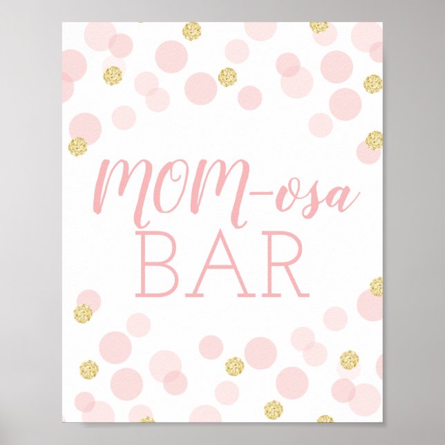 Póster Pink Gold Confetti Baby Shower MOMosa Bar Mimosa (Frente)
