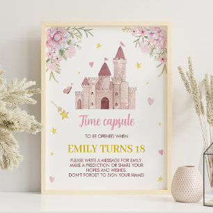 Póster Pink Gold Floral Princesa Crown Time Capsule Poste
