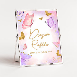 Póster Pink Gold Morple Butterfly Diaper Raffle