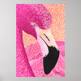 Póster Pink Grapefruit Big Head Flamingo - De Just Dahl