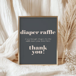 Póster Pink Grey Boho Typography Baby Shower Diaper