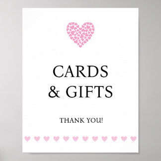 Póster Pink Heart Cards and Gifts Baby Shower 