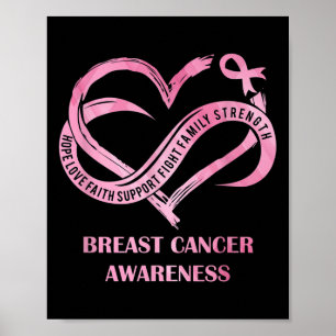Póster Pink Heart Hope Love Faith Conciencia sobre el Cán