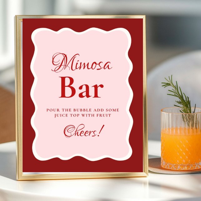 Póster Pink Heart Valentine Bachelorette Mimosa Bar  Sign (Subido por el creador)