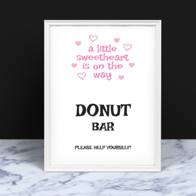 Póster Pink hearts Donut Bar Shower Sign (Subido por el creador)