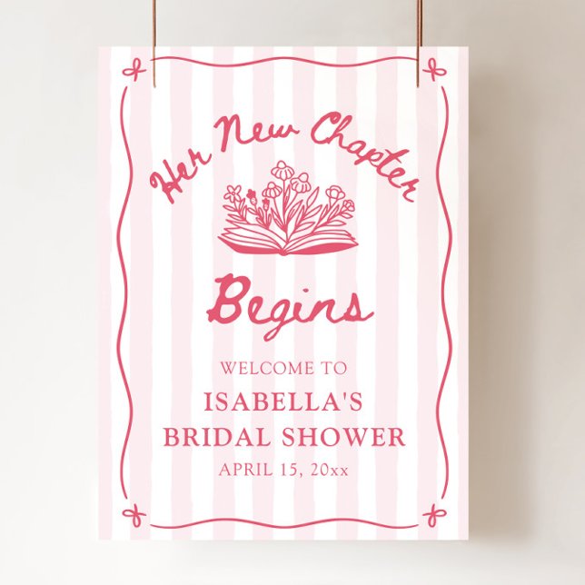 Póster Pink Her New Chapter Bridal Shower Welcome Sign (Pink Her New Chapter Bridal Shower Welcome Sign)