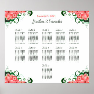 Póster Pink Hibiscus Boda 11 Tablas Cuadros