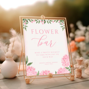 Póster Pink Hydrangea Bridal Shower Flower Bar
