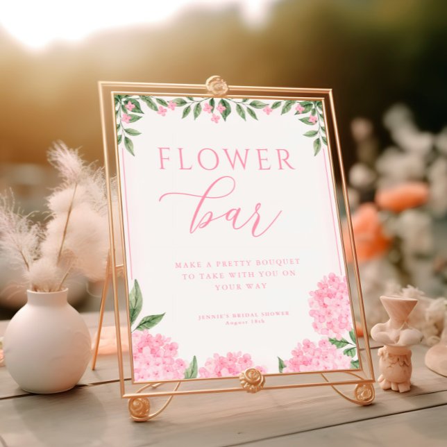 Póster Pink Hydrangea Bridal Shower Flower Bar (Subido por el creador)