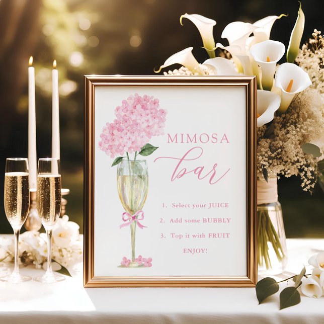 Póster Pink Hydrangea, Gold Mimosa Bar Shower (Subido por el creador)