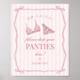 Póster Pink Lingerie Bachelorette Panties Please Sign